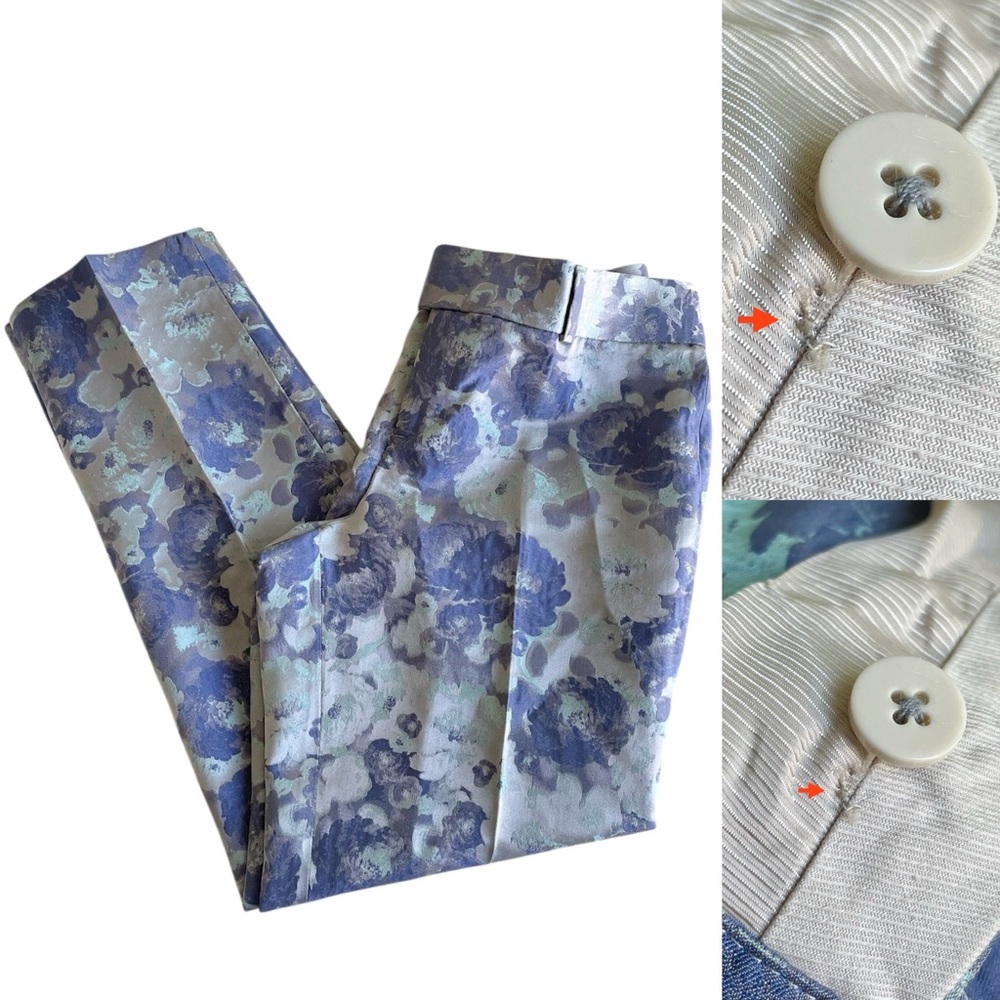 Banana Republic Purple & Blue Floral Sheen Ankle Dress Pants Women’s 0
